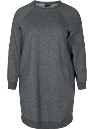 Meliertes Sweatkleid mit Taschen, Dark Grey Melange, Packshot image number 0