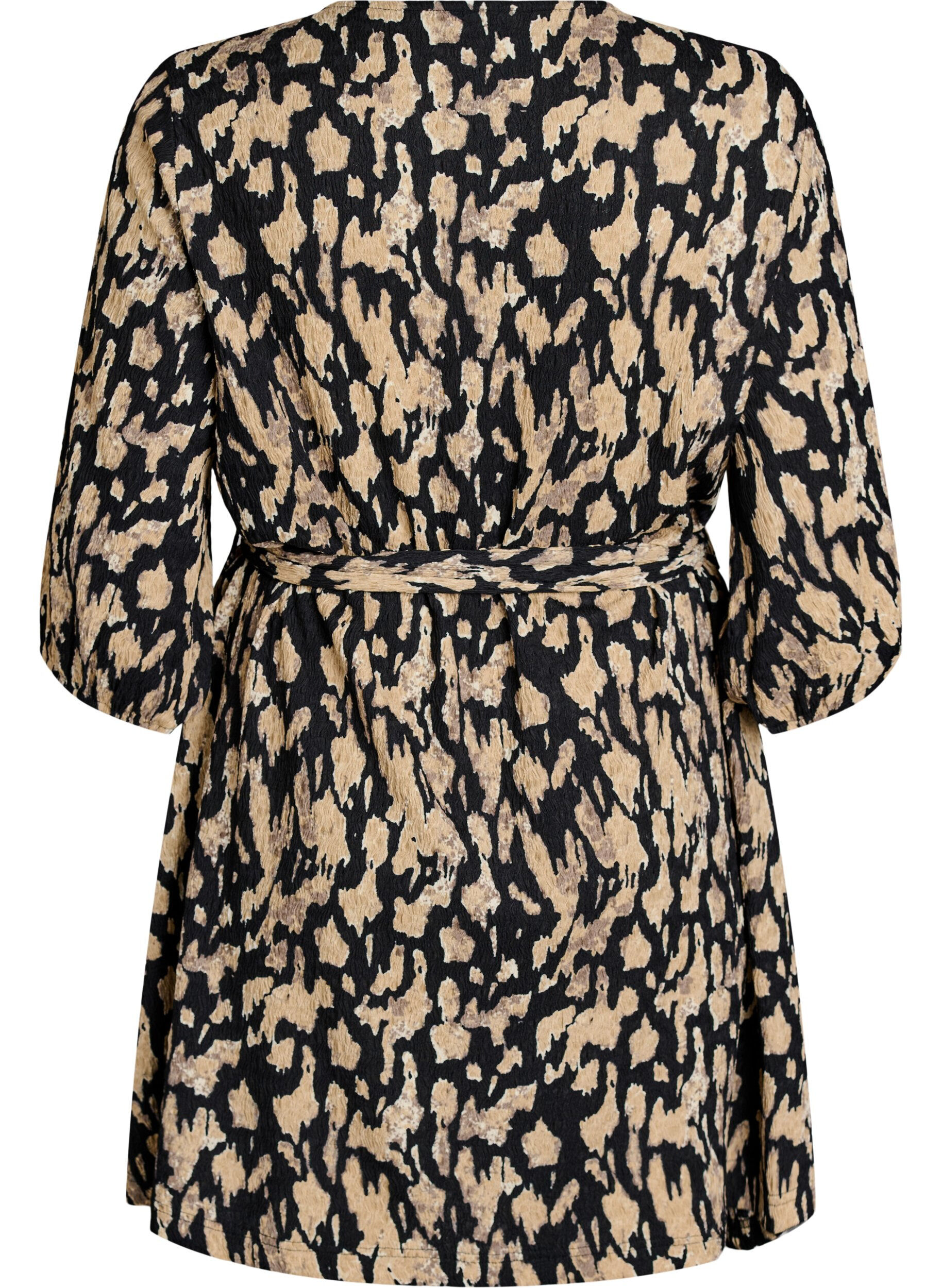 ZizziKurzes Kleid mit 3/4-&Auml;rmeln und Muster, Schwarz, Packshot image number 1