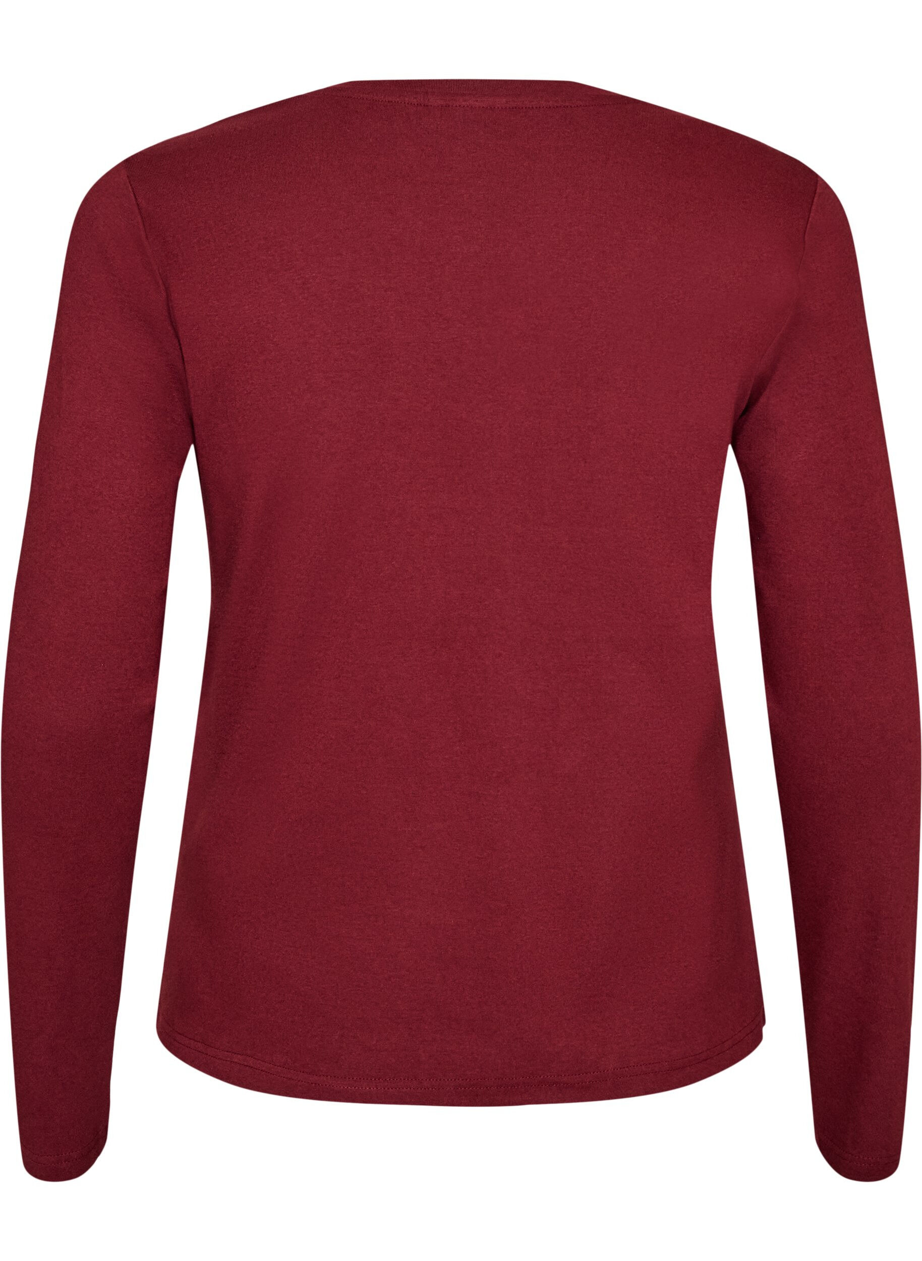 ZizziLangarm-Basic-T-Shirt mit Rundhalsausschnitt, Rot, Packshot image number 1