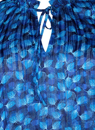 Langärmelige Bluse mit Rüschen und Aufdruck, Navy Blazer Leaf AOP, Packshot image number 2