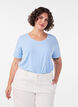 Einfarbiges basic T-Shirt aus Baumwolle, Blau, Model image number 0
