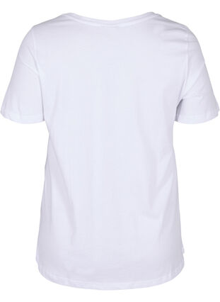 Kurzärmeliges Baumwoll-T-Shirt mit Aufdruck, Bright White LOVE, Packshot image number 1