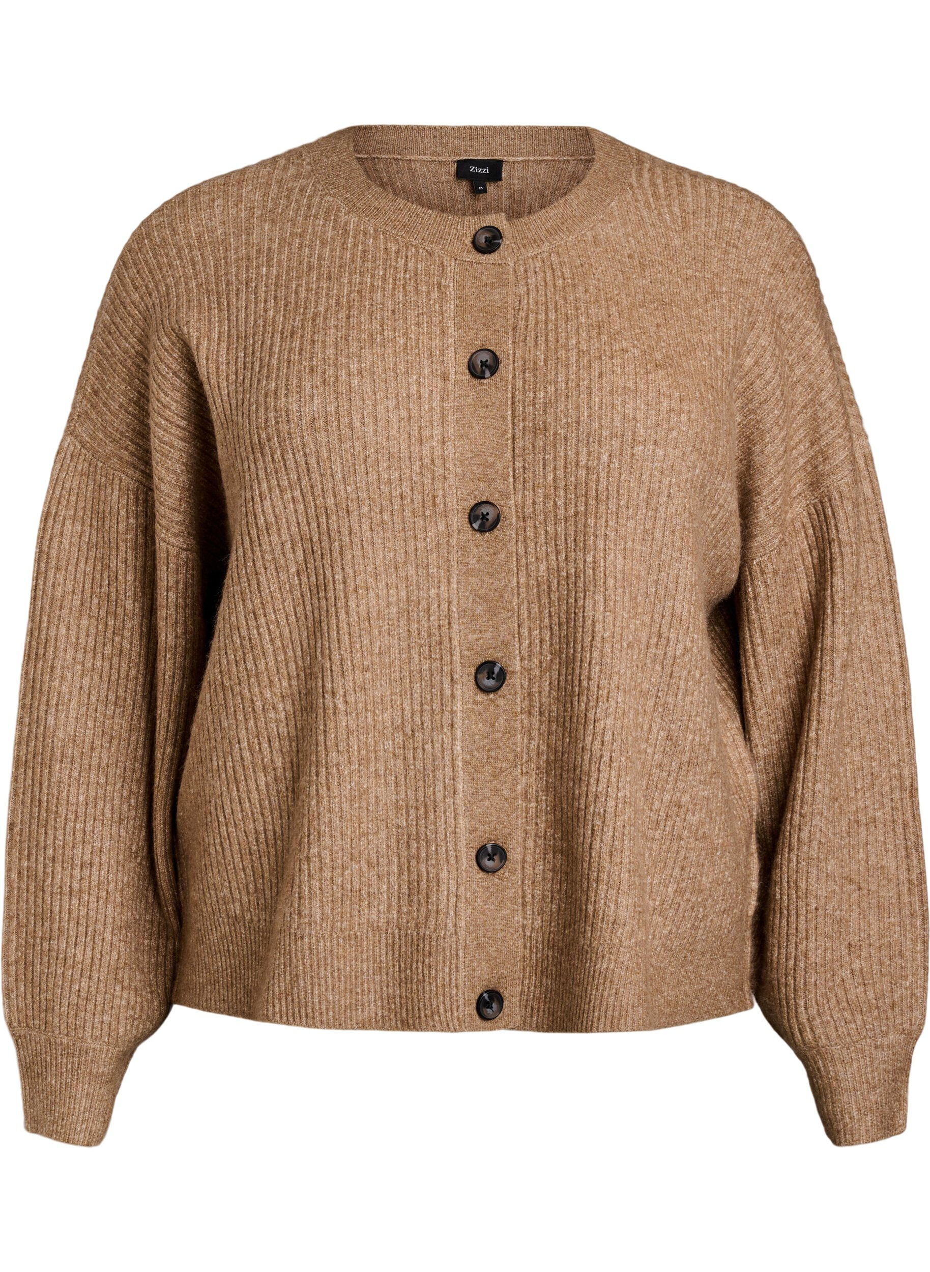 ZizziRippenstrick Strickjacke mit Kn&ouml;pfen, Braun, Packshot image number 0