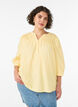Bluse mit Smock und 3/4-&Auml;rmeln, Gelb, Model image number 0