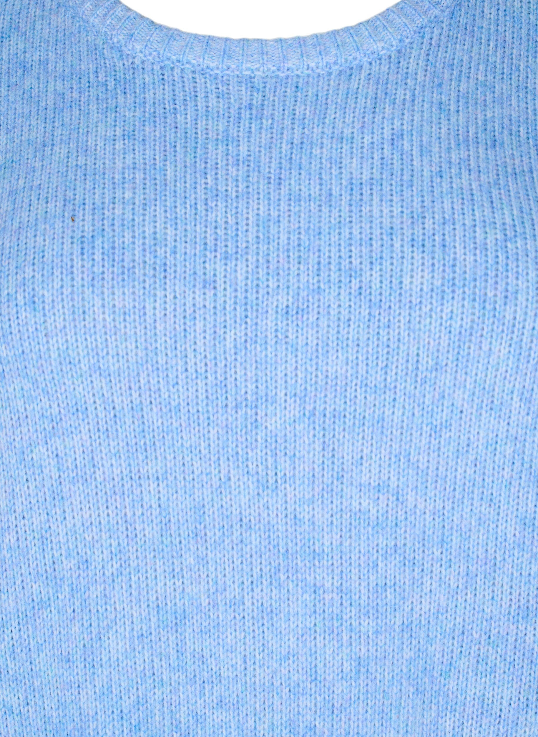 ZizziLang&auml;rmliger Strickpullover mit Wollanteil und Rundhalsausschnitt, Della R. Blue Mel., Packshot image number 2