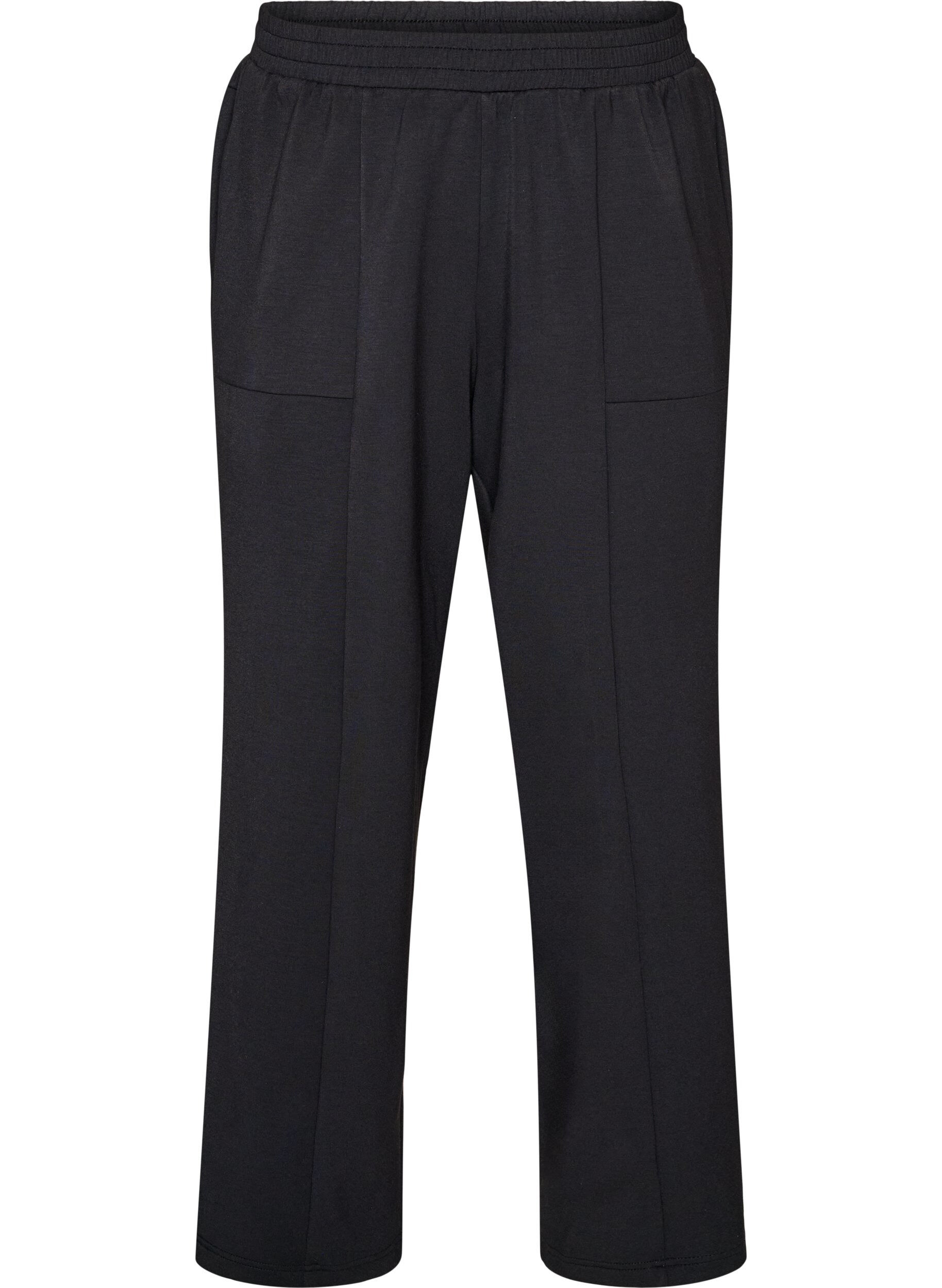 Lockere Hose aus Jersey mit hoher Taille und Taschen