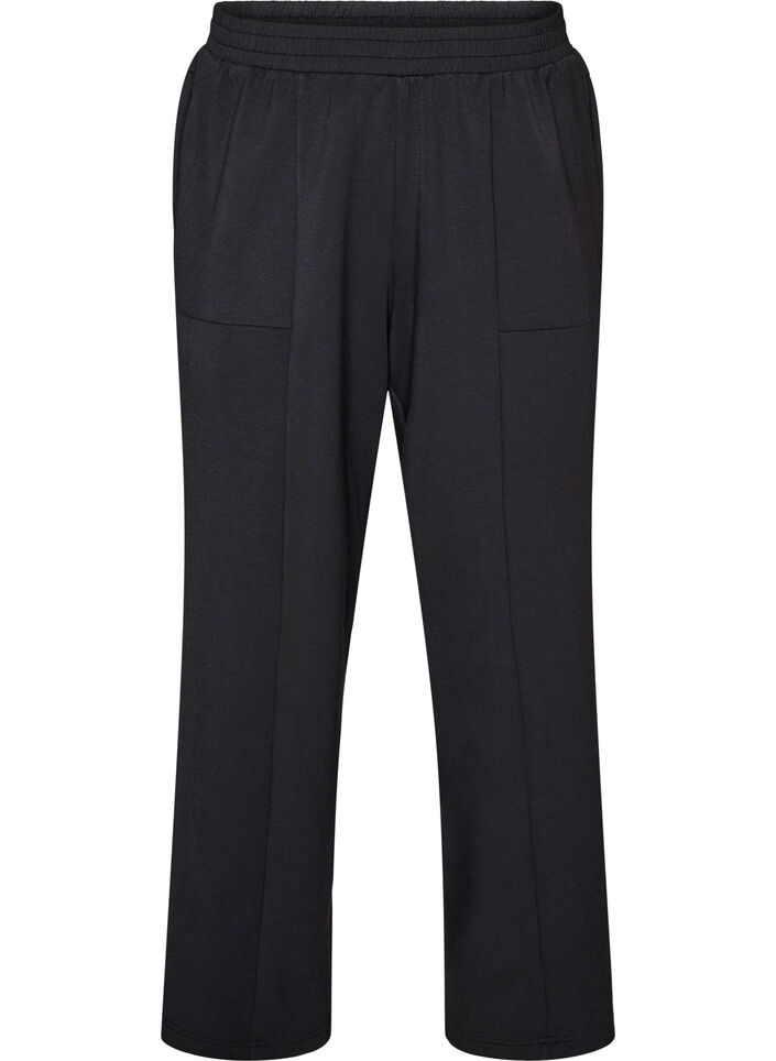 Lockere Hose aus Jersey mit hoher Taille und Taschen, Schwarz, Packshot image number 0