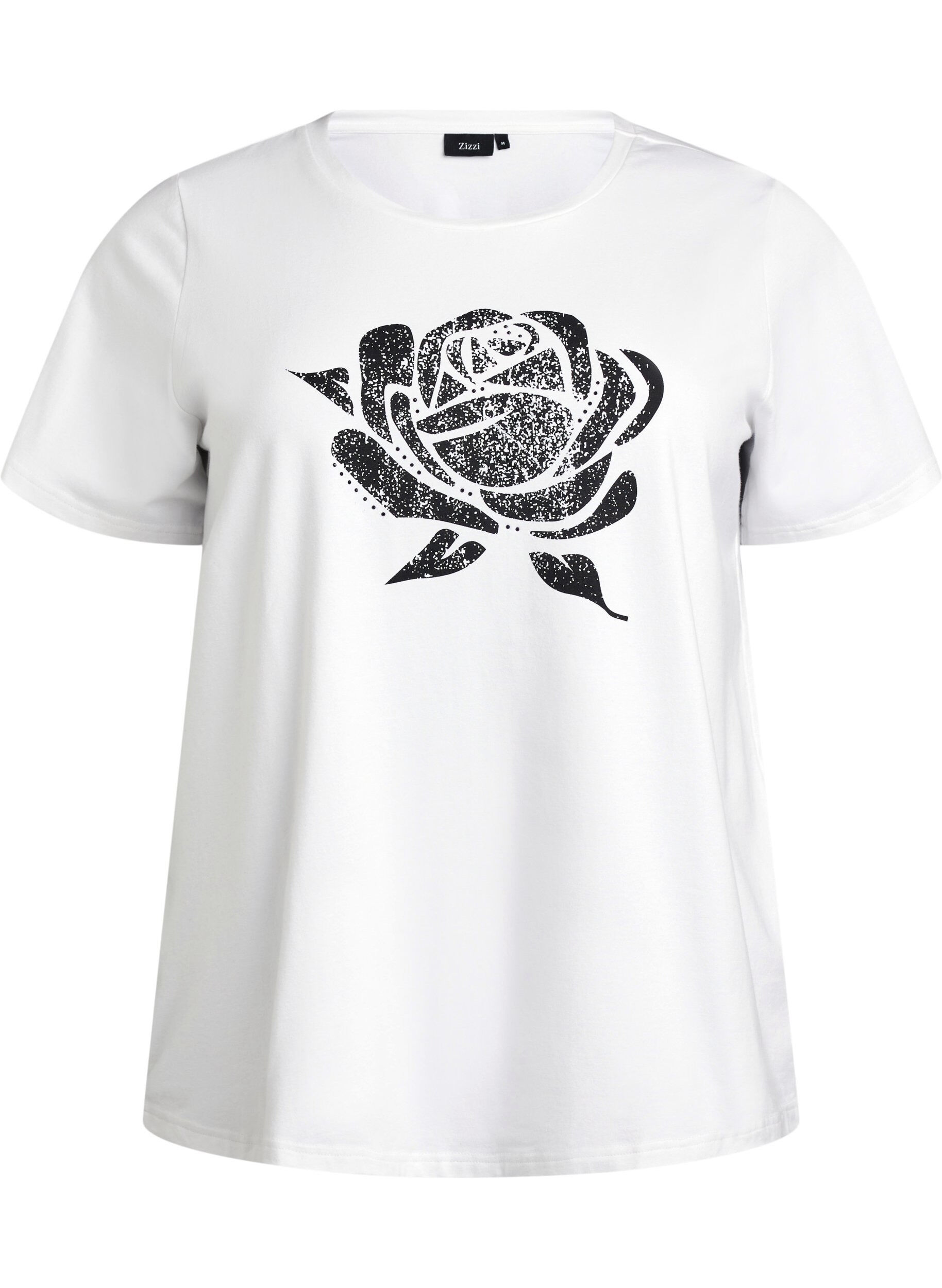 ZizziT-Shirt aus Bio-Baumwolle mit floralem Print, B. White w. Rose, Packshot image number 0