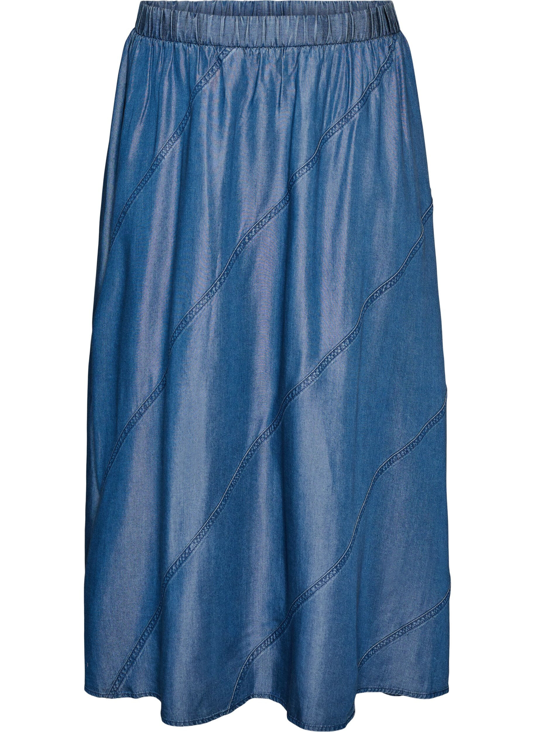 ZizziMaxirock in Denim-Optik aus TENCEL&trade; Lyocell, Blau, Packshot image number 0