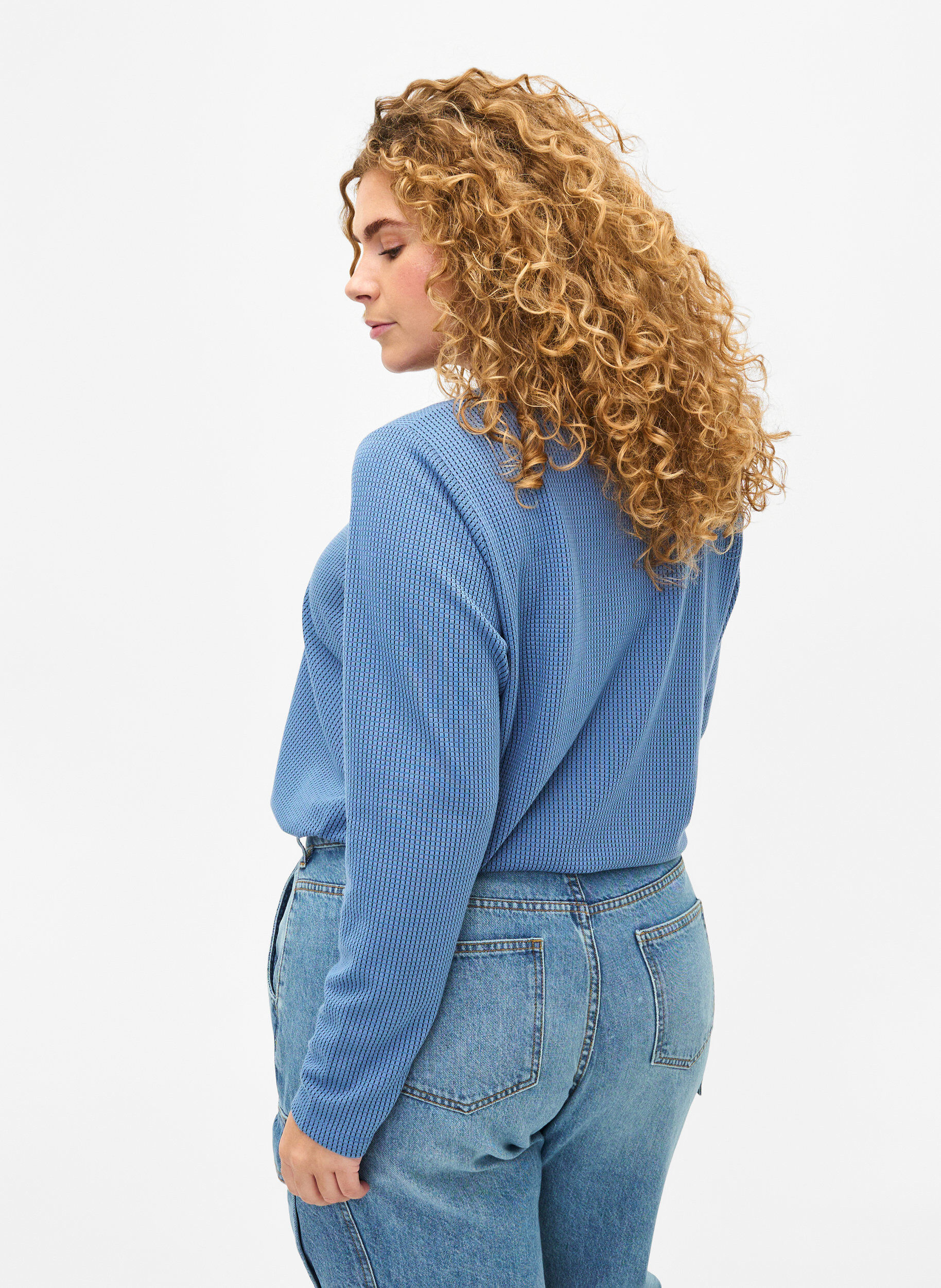 ZizziStrukturierte Bluse in A-Linie, Quiet Harbor, Model image number 1