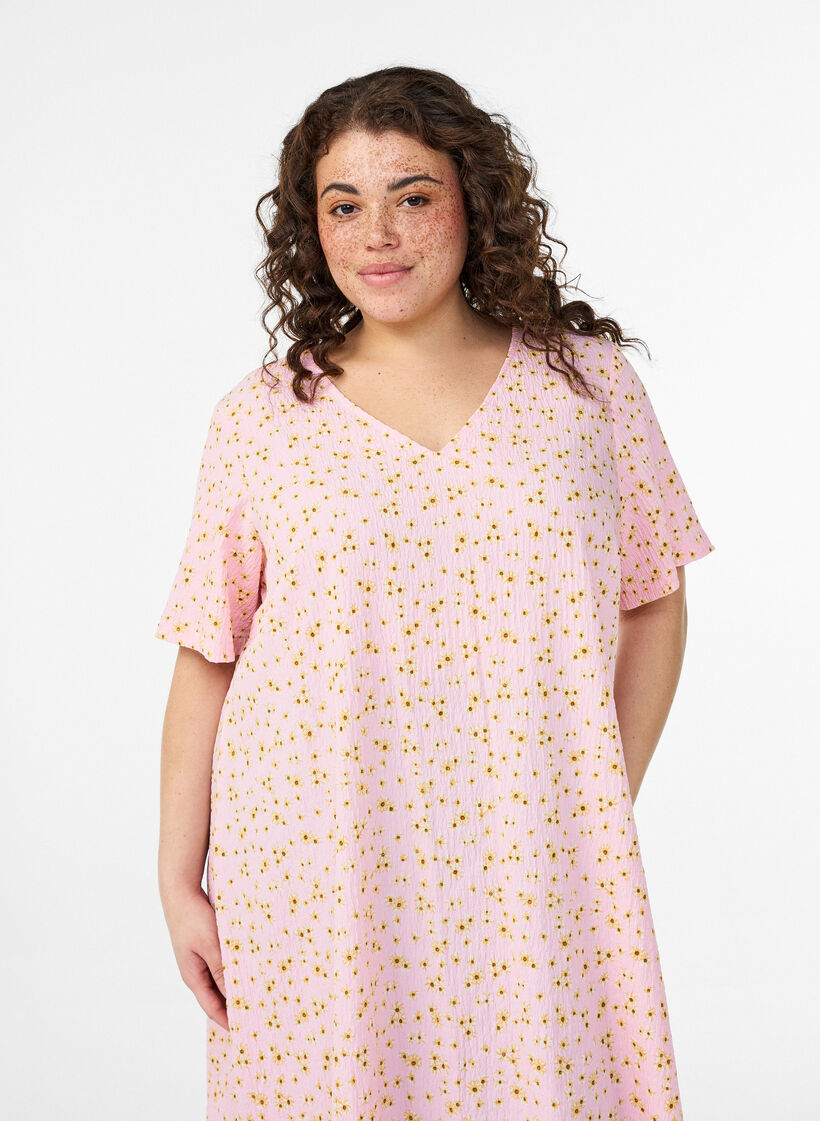 Kleid mit kurzen &Auml;rmeln und V-Ausschnitt, Rot, Model image number 2