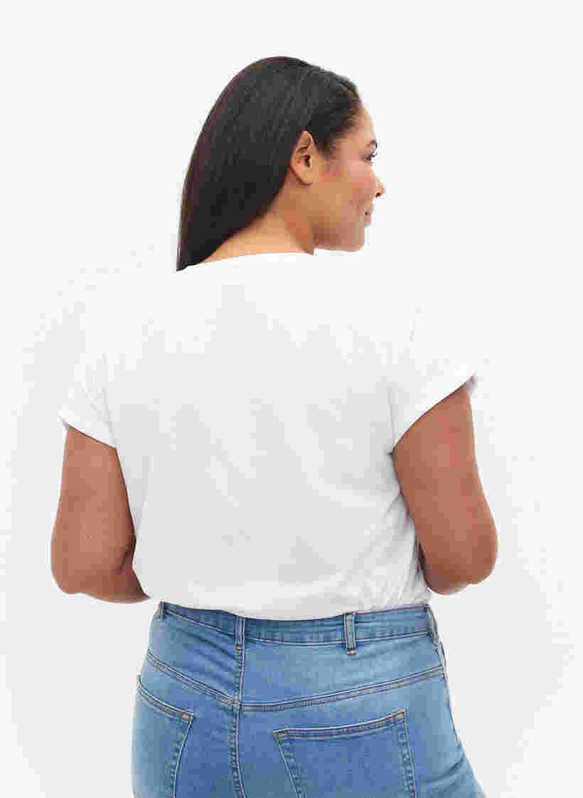 Kurzärmeliges T-Shirt aus einer Baumwollmischung, Bright White, Model image number 1