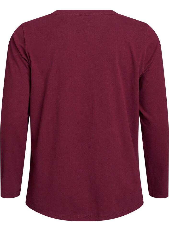 Basic Bluse aus Jersey mit langen &Auml;rmeln, Dunkles Bordeaux, Packshot image number 1