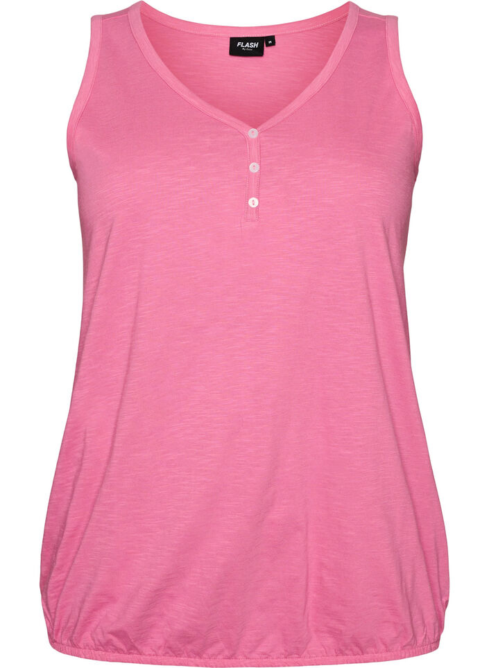 Tanktop aus Bio-Baumwolle mit V-Ausschnitt und Kn&ouml;pfen, Pink, Packshot image number 0