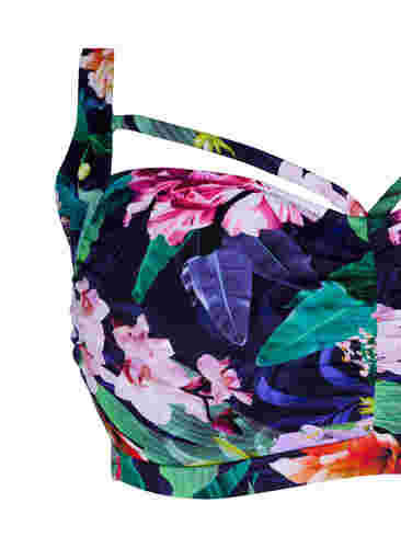 Bikini-BH mit Raffung und Zierbändern, Flower Print, Packshot image number 2