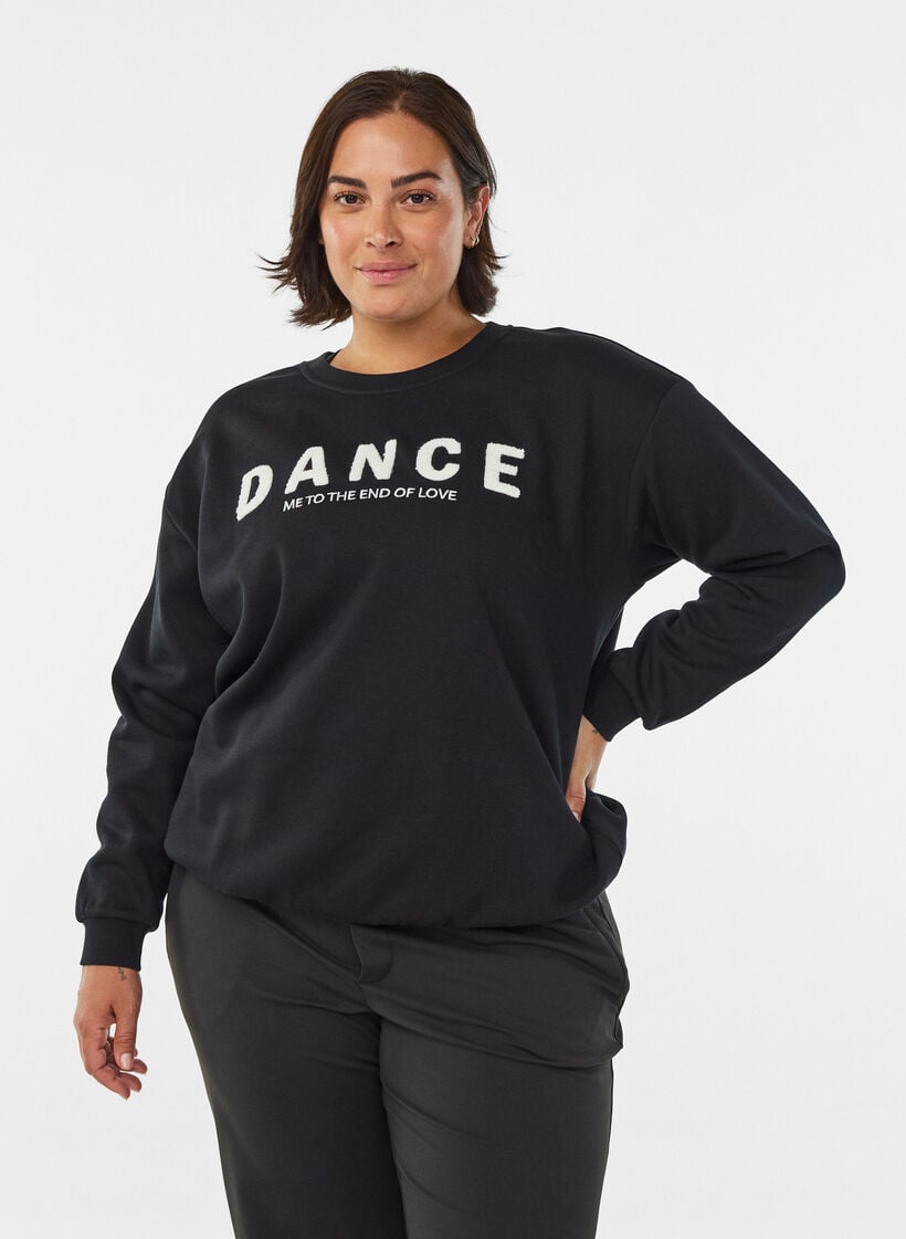 Sweatshirt mit Motiv auf der Vorderseite, Schwarz, Model image number 0