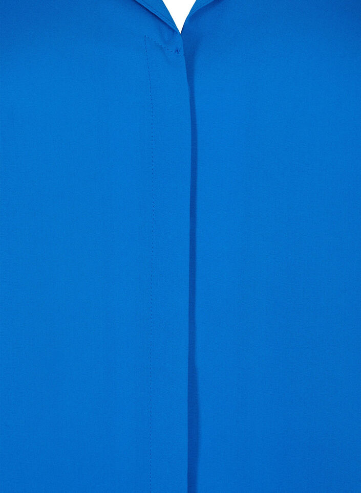 Unifarbenes Hemd mit V-Ausschnitt, Princess Blue, Packshot image number 2