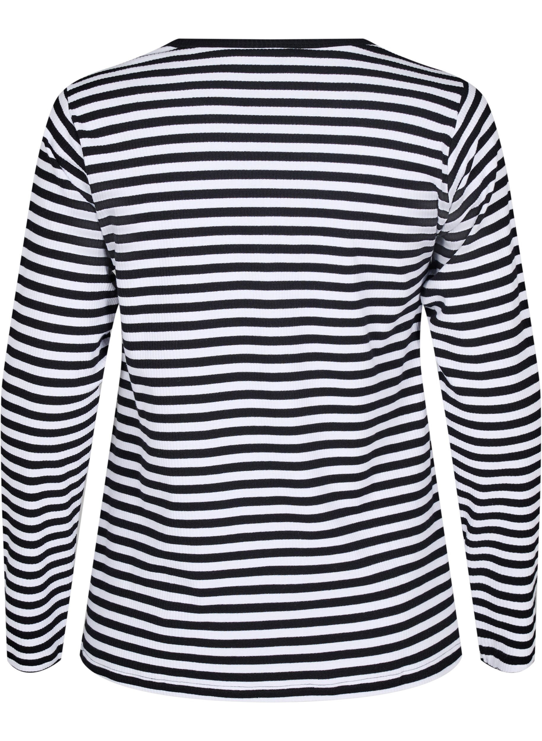 ZizziGestreifte Bluse mit langen &Auml;rmeln, Schwarz, Packshot image number 1