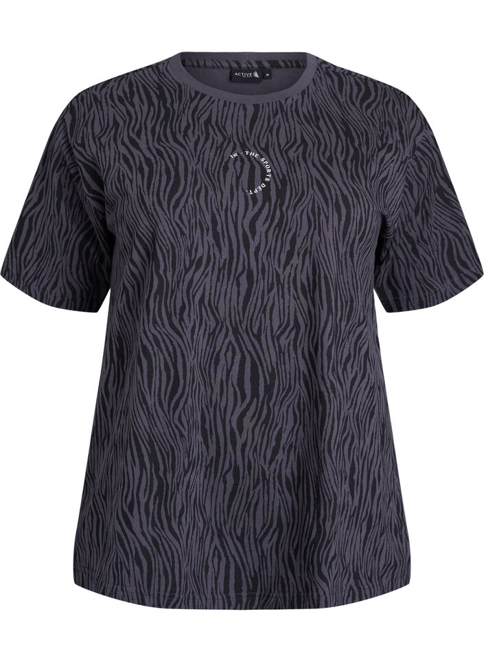 Trainingsshirt aus Bio-Baumwolle mit Zebraprint, Grau, Packshot image number 0