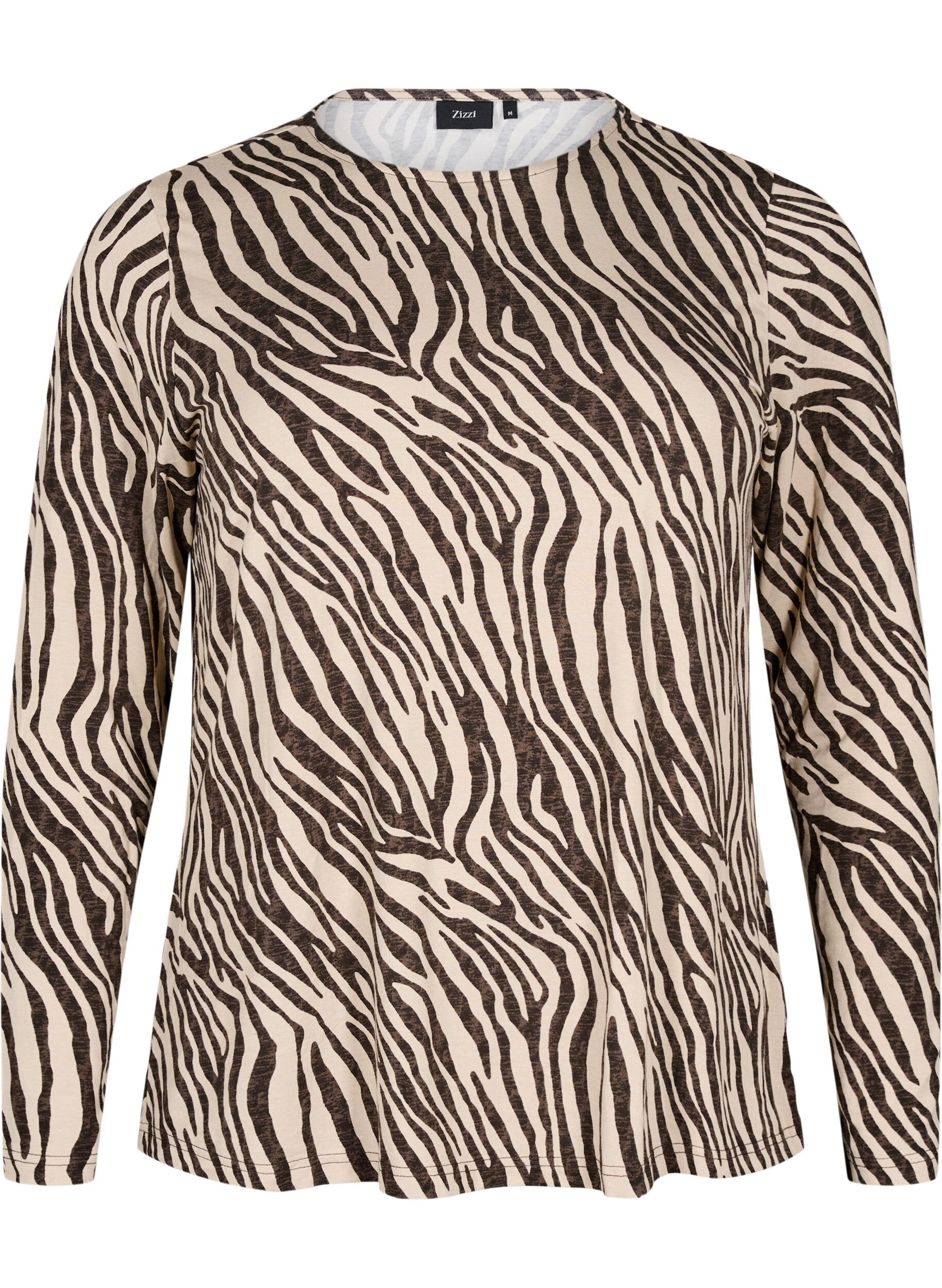 ZizziLang&auml;rmlige Bluse mit Zebraprint, Braun, Packshot image number 0