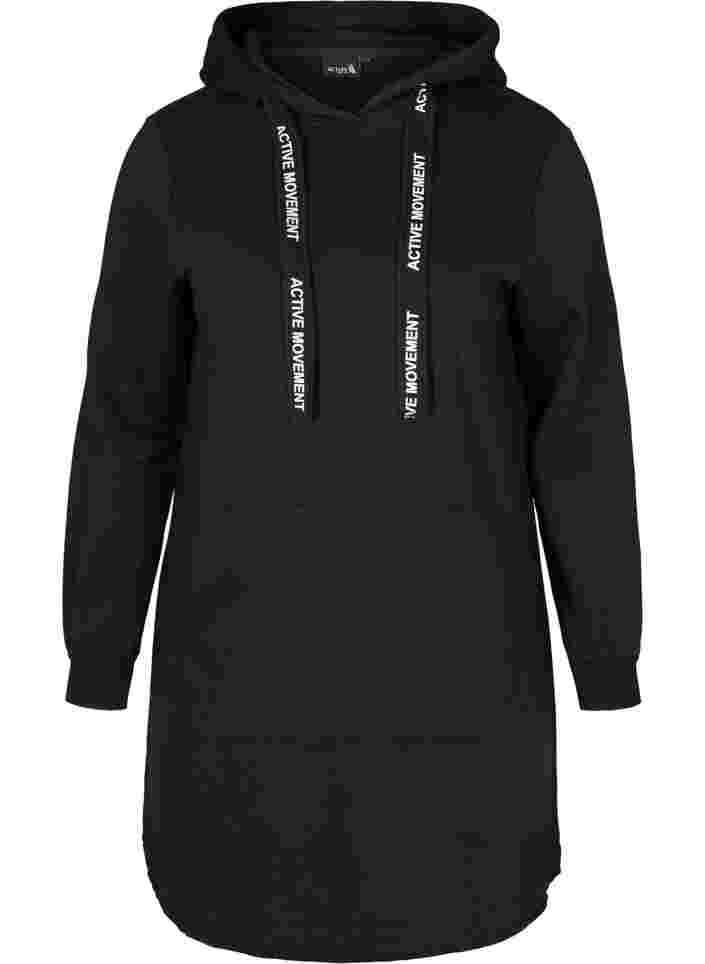 Langes Sweatshirt mit Kapuze, Black, Packshot image number 0