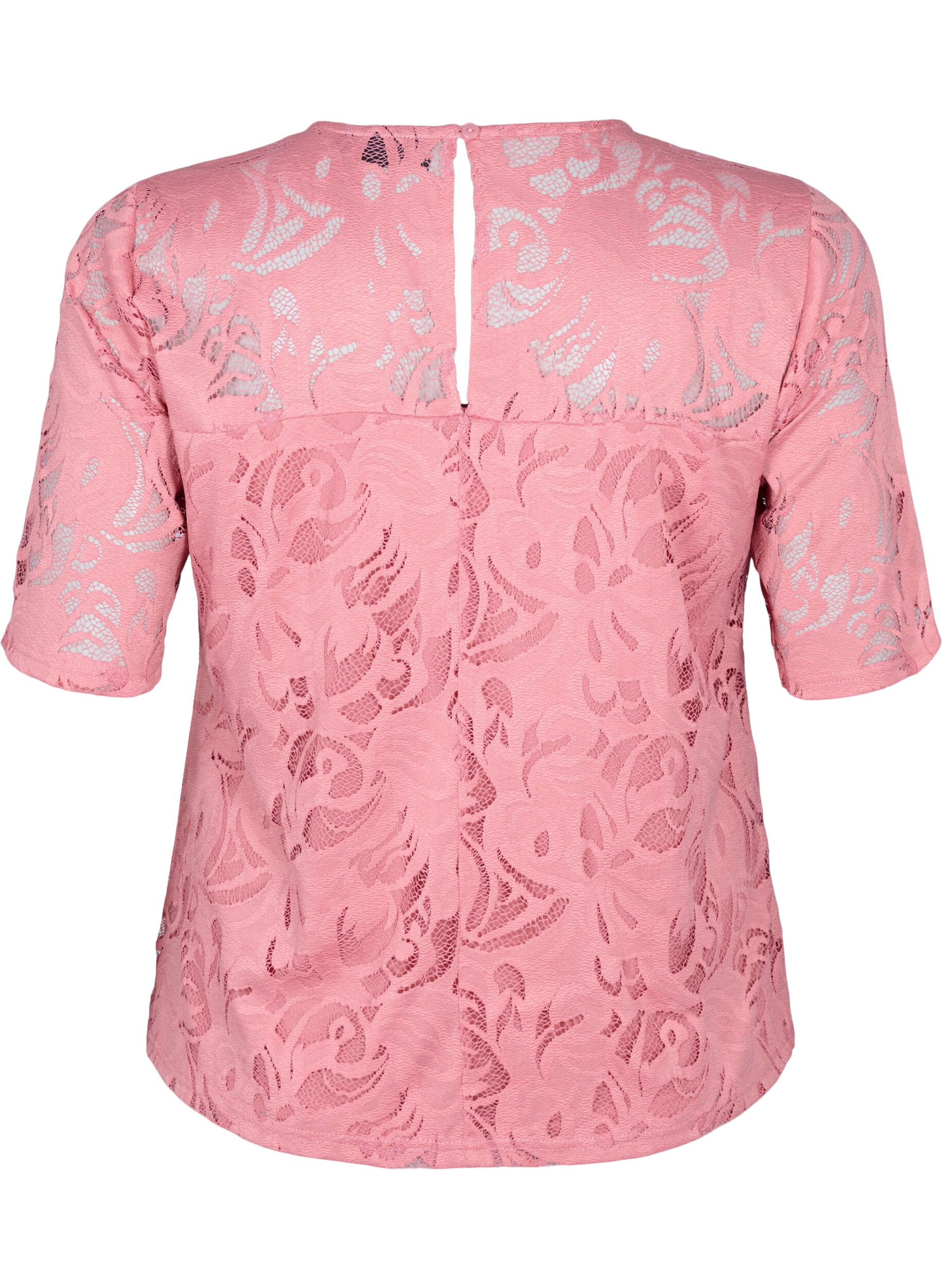 ZizziBluse mit Spitze und kurzen &Auml;rmeln, Dusty Rose, Packshot image number 1