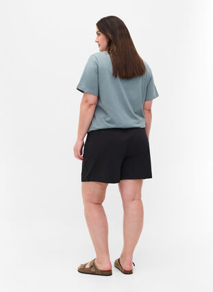 Lockere Shorts aus Baumwollmischung, Black, Model image number 0