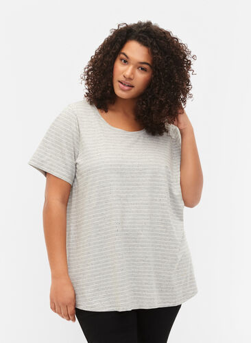 Meliertes T-Shirt aus Baumwolle, Light Grey Melange, Model image number 0