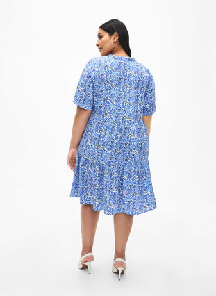 FLASH – A-Linien-Kleid mit Print, White Blue AOP, Model image number 1