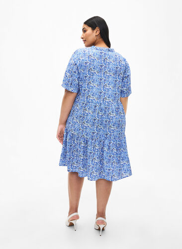 FLASH – A-Linien-Kleid mit Print, White Blue AOP, Model image number 1