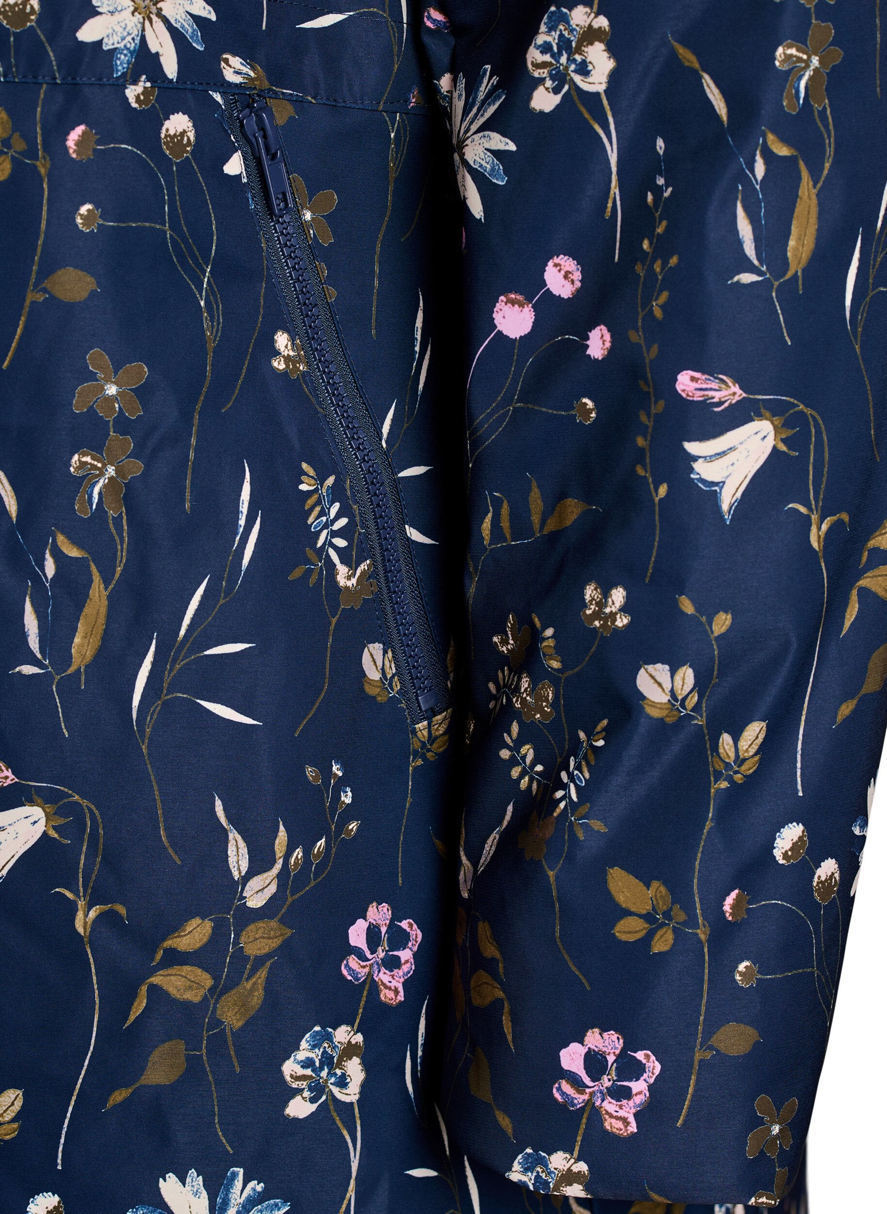 ZizziGepolsterte Winterjacke mit Blumenprint, Blau, Packshot image number 3