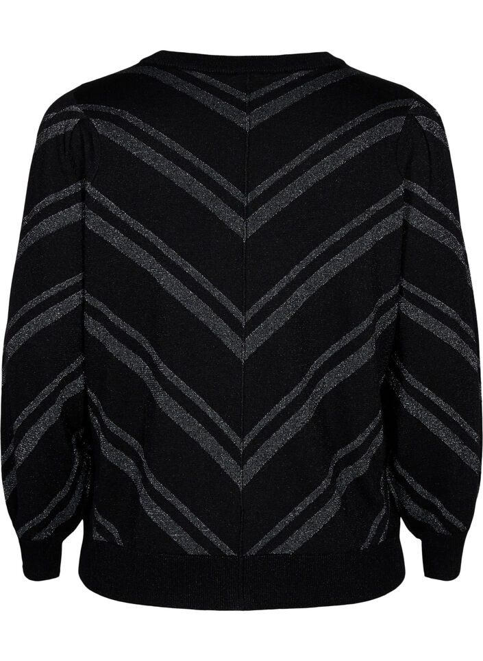 Strickpullover mit Rundhalsausschnitt und Schimmer-Effekt, Black w.S.L.Stripes, Packshot image number 1