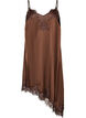 Kleid aus Satin mit Spitze und asymmetrischem Saum, Braun, Packshot image number 0