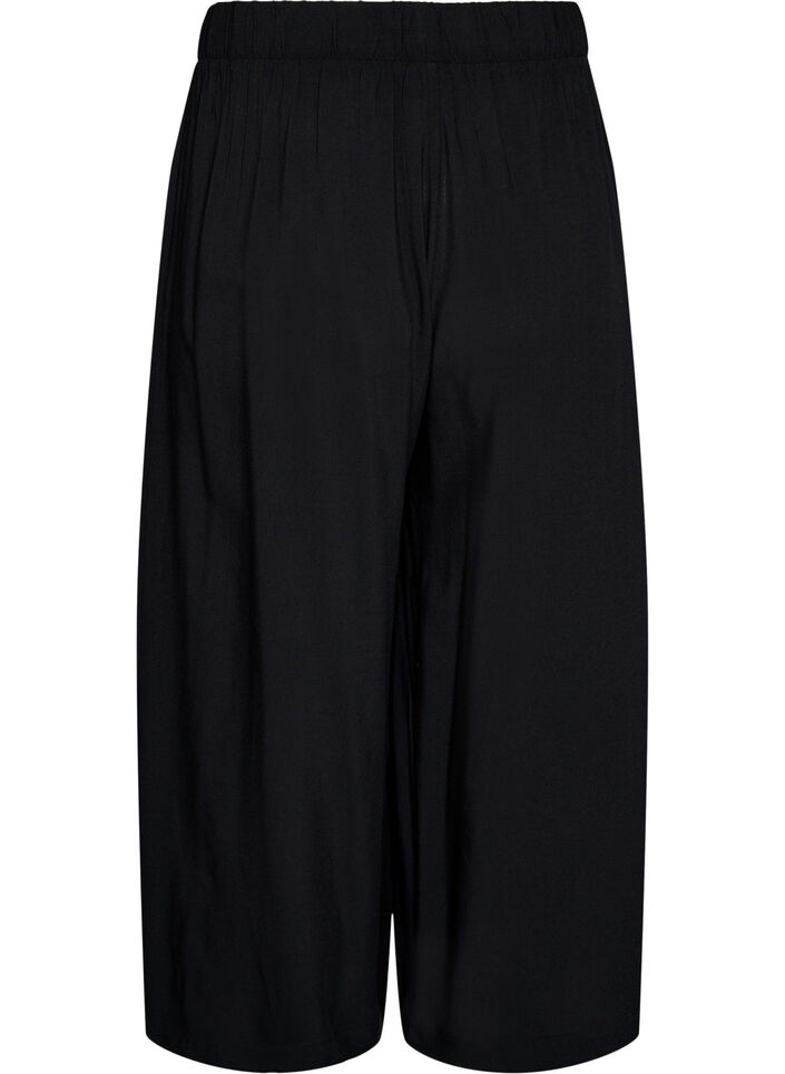 Culottes aus Viskose mit hoher Taille und weiten Beinen, Schwarz, Packshot image number 1