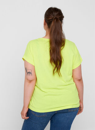 Neonfarbenes T-Shirt aus Baumwolle, Neon Lime, Model image number 1