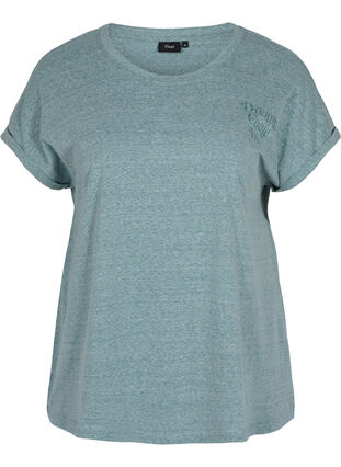 Meliertes T-Shirt aus Baumwolle, Sea Pine mel, Packshot image number 0