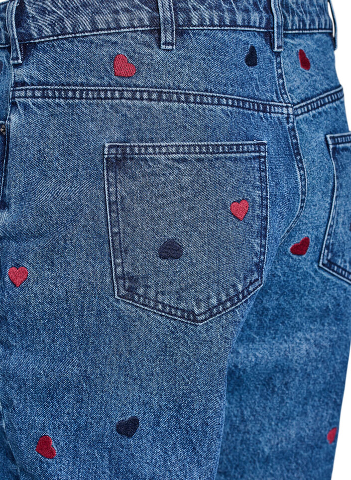 Mille Mom Fit Jeans mit Stickerei, Blau, Packshot image number 3