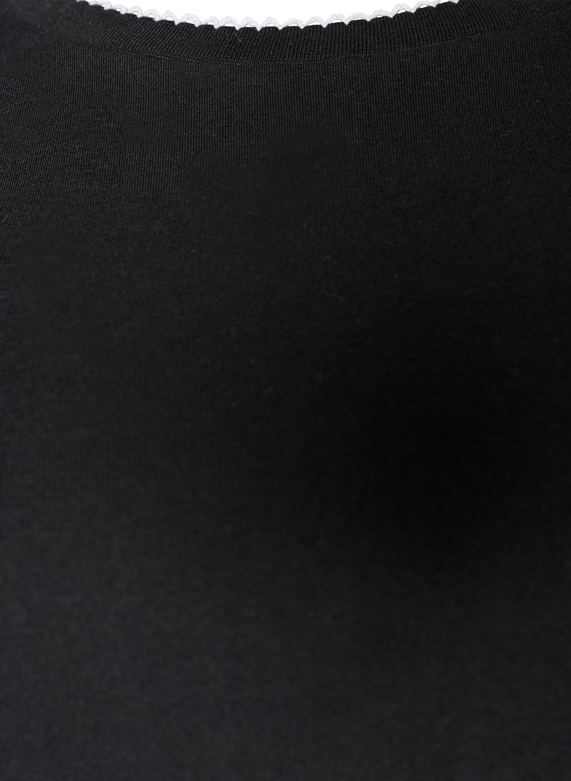 ZizziT-Shirt aus Baumwolle mit gewellten Kontrastkanten, Schwarz, Packshot image number 2