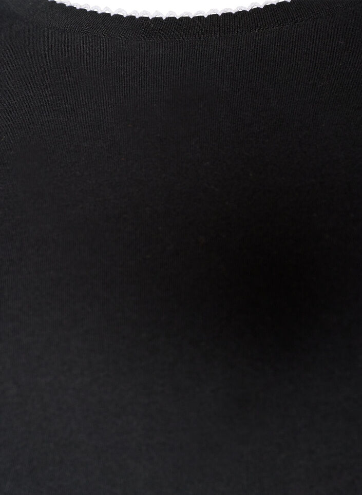 T-Shirt aus Baumwolle mit gewellten Kontrastkanten, Schwarz, Packshot image number 2
