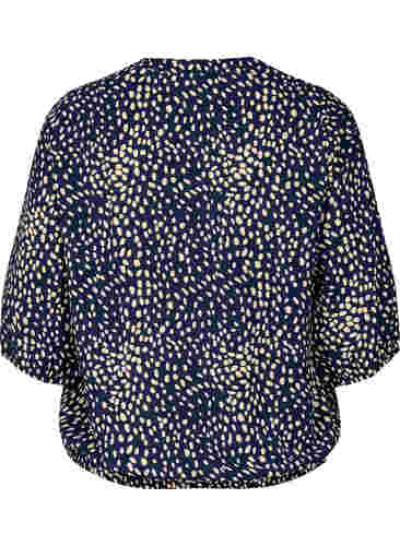 Bluse mit Smok und 3/4-Ärmeln, Navy B./Beige Dot, Packshot image number 1