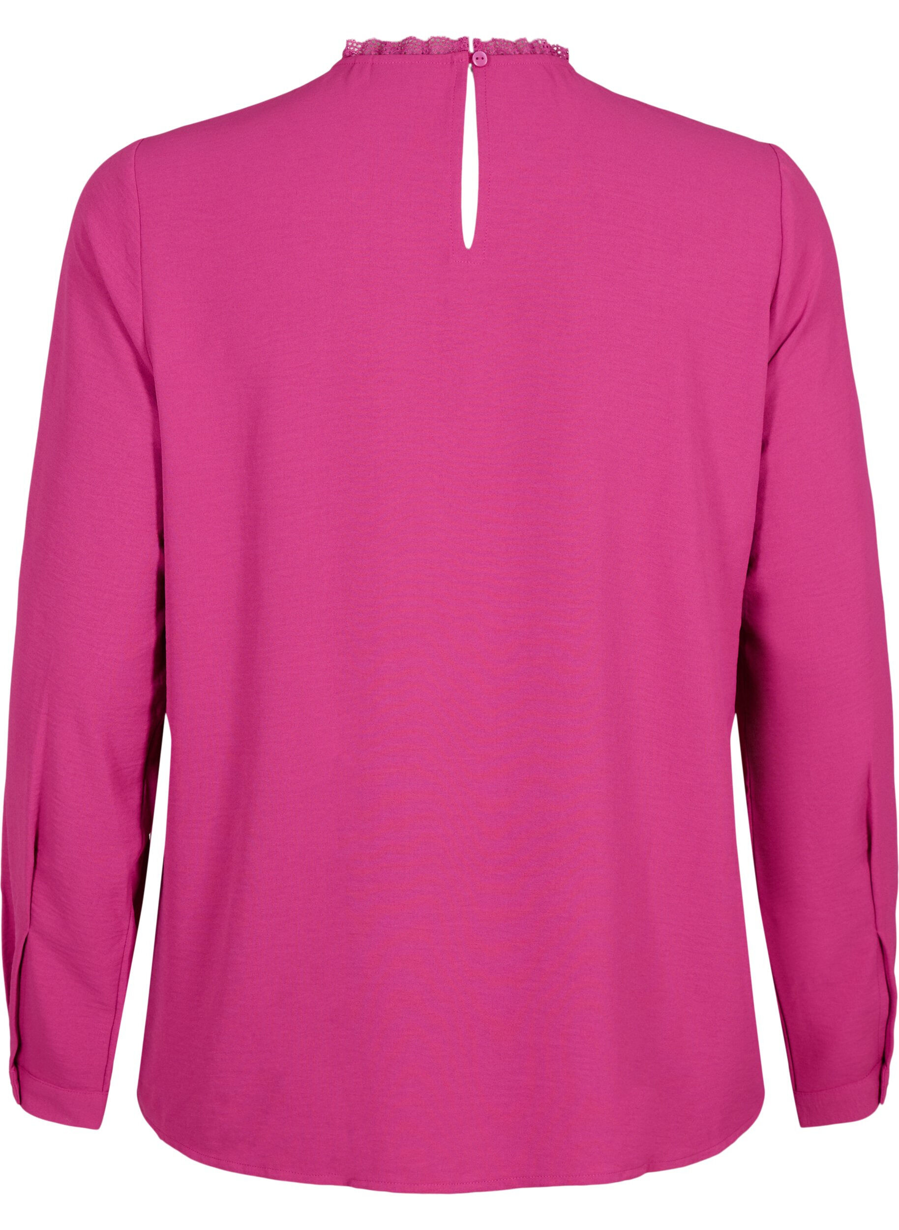 ZizziLang&auml;rmelige Bluse mit Spitzendetail, Festival Fuchsia, Packshot image number 1