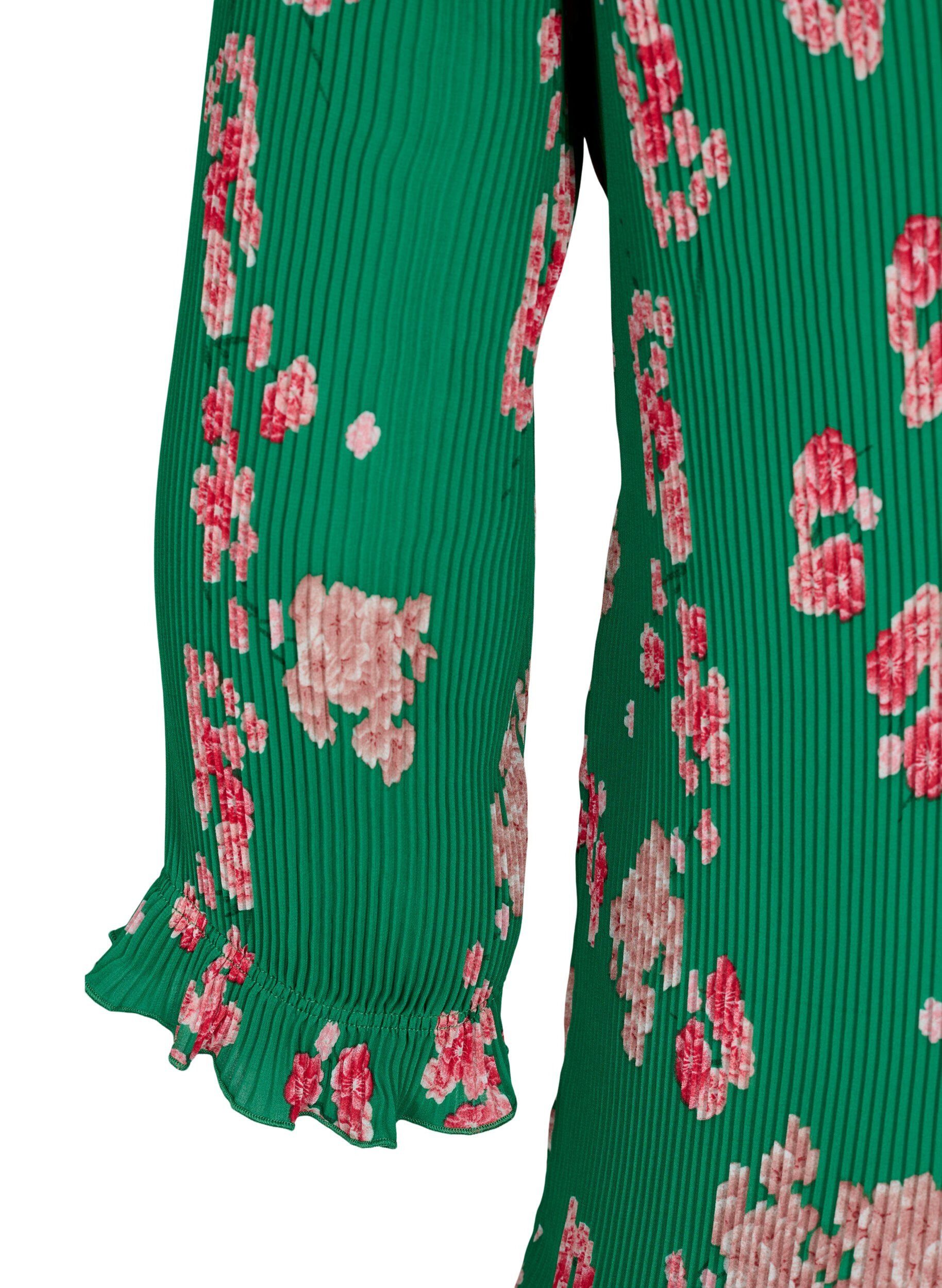 ZizziPlissierte Bluse mit 3/4-&Auml;rmeln, Jolly Green Flower, Packshot image number 3