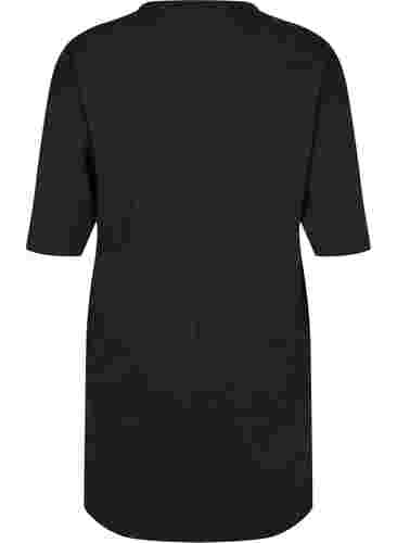 Melange-Kleid mit 3/4-Ärmeln und V-Ausschnitt, Dark Grey Mel., Packshot image number 1