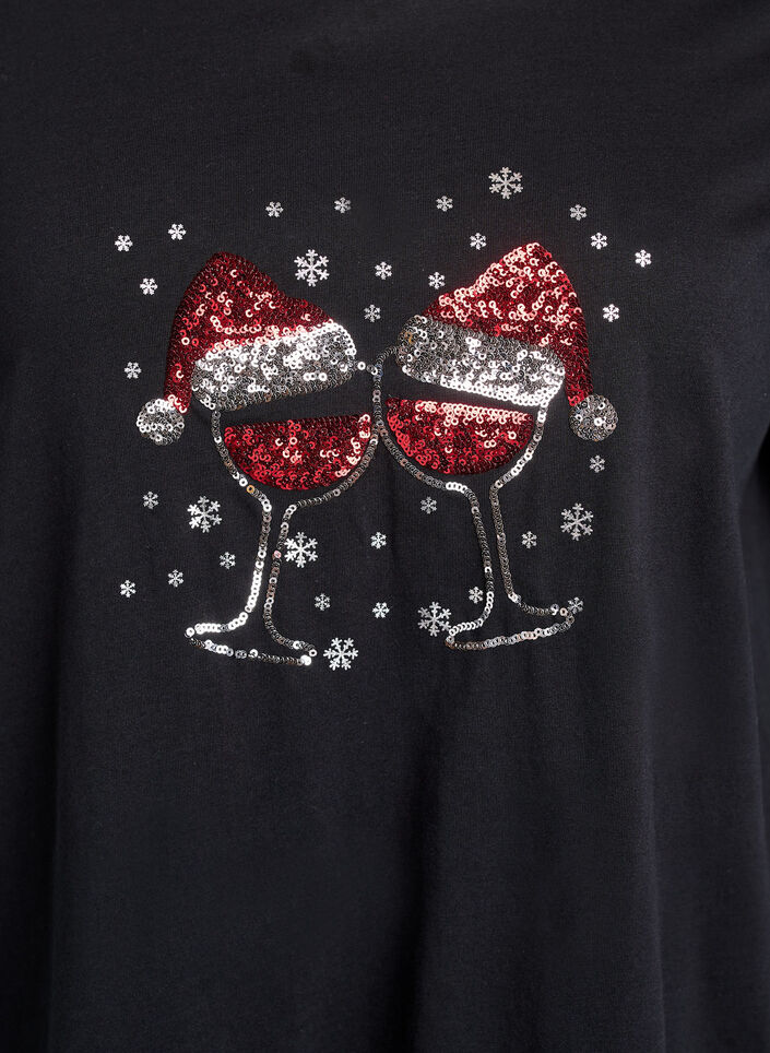Weihnachts-T-Shirt aus Bio-Baumwolle, Schwarz, Packshot image number 2