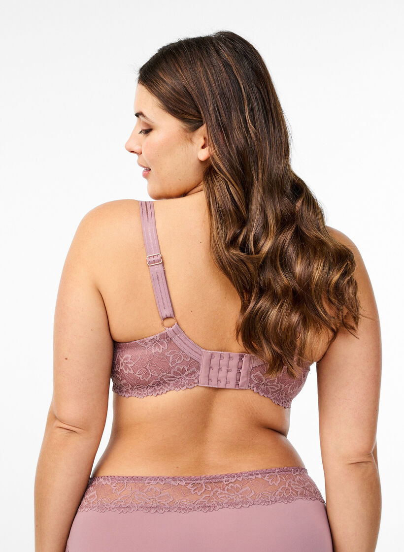 Vollkommen bedeckender BH aus Mesh mit Spitze, Rot, Model image number 1