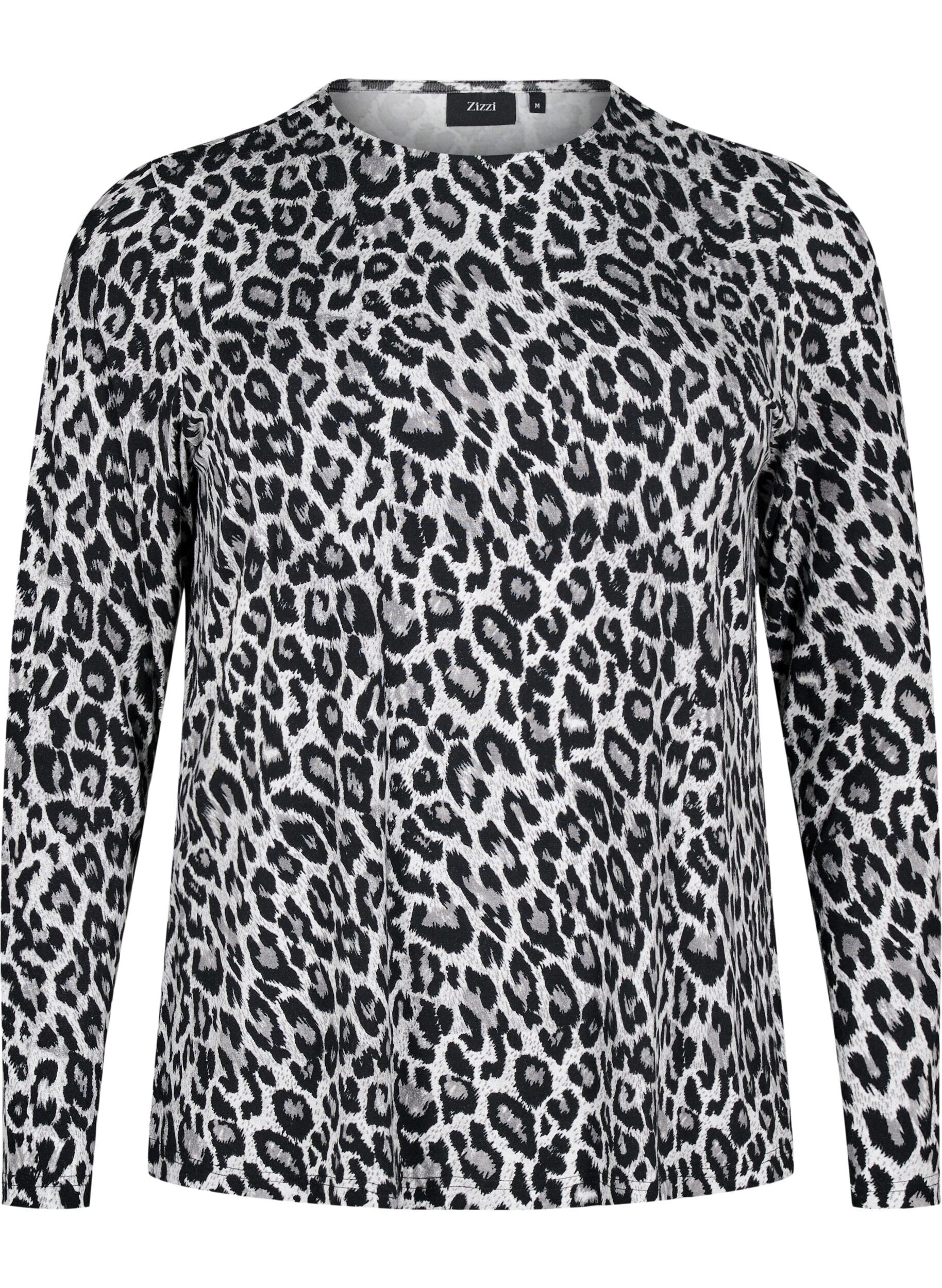 ZizziLang&auml;rmlige Bluse mit Leopardenmuster, Grau, Packshot image number 0