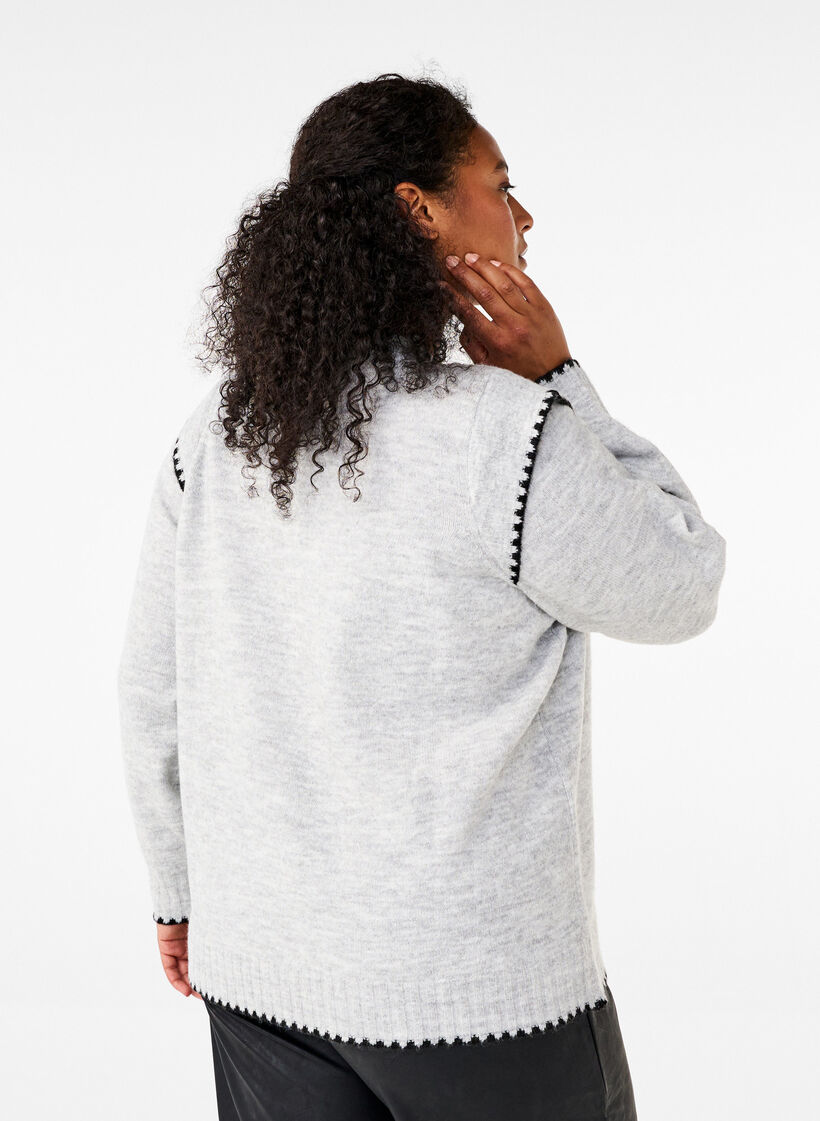  Strickbluse mit Kontrastnähten, LGM Black Edges, Model image number 1