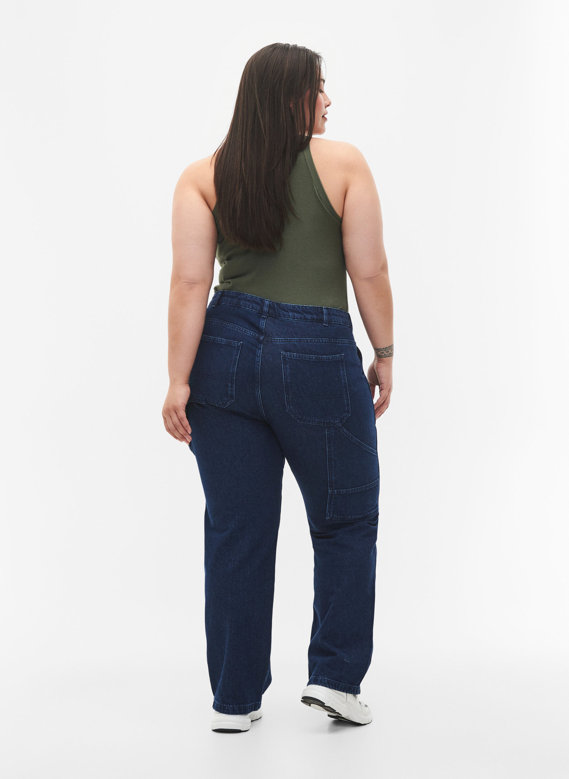 ZizziGerade Passform Cargo Jeans, Dark blue, Model image number 1