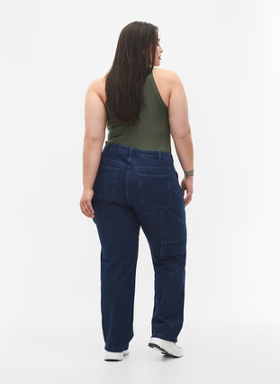 Gerade Passform Cargo Jeans, Dark blue, Model image number 1
