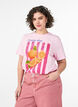 T-Shirt aus Bio-Baumwolle mit Frontprint, Pink, Model image number 0